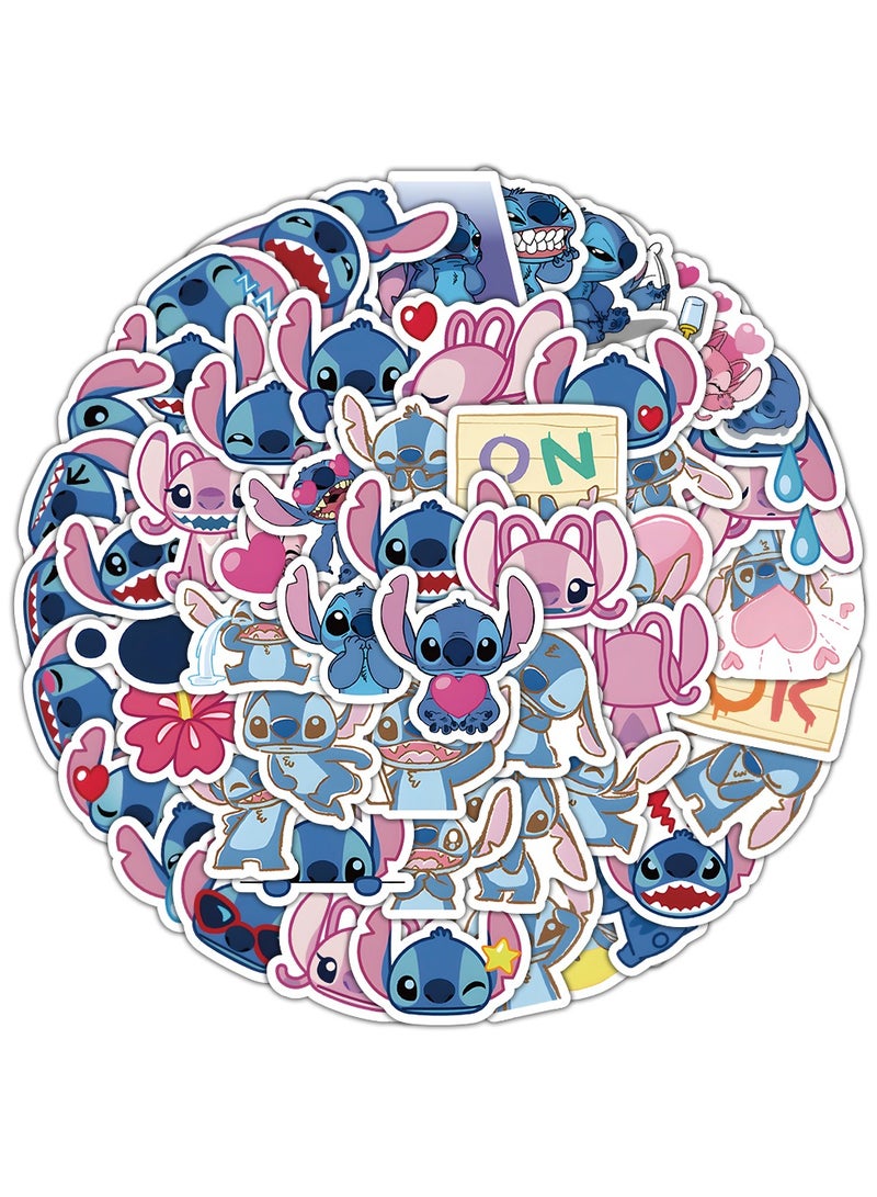 60 Pieces Stitch Waterproof Sticker Cute Anime Cartoon Laptop Skateboard Luggage Computer Water Bottle Graffiti Sticker For Kids Teens Girls Adults - Image 1