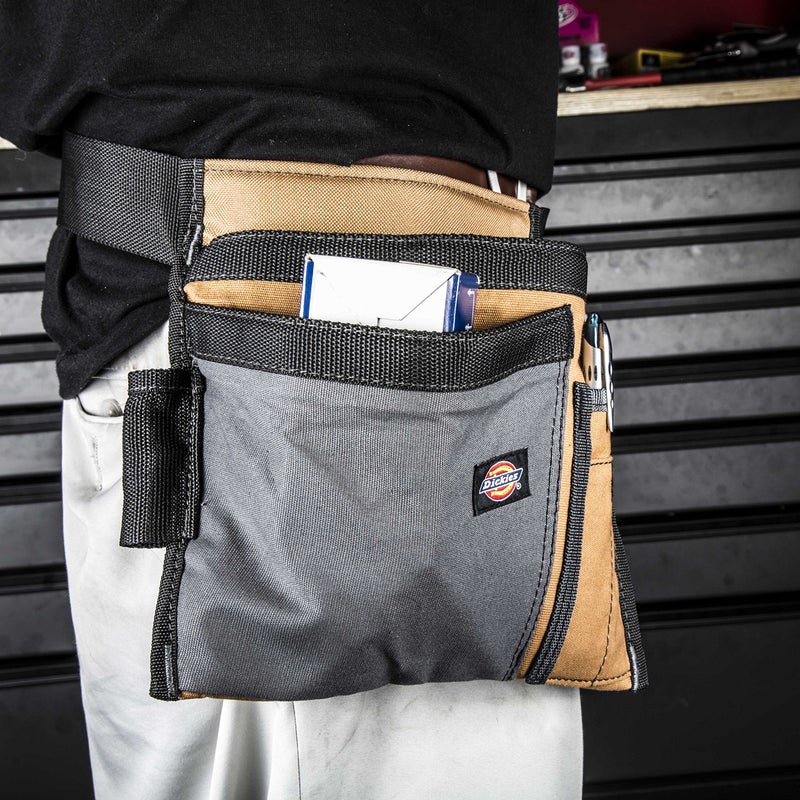 Dickies 5-Pocket Single Side Tool Belt Pouch/Work Apron for Carpenters and Builders, Durable Canvas Construction, Adjustable Belt for Custom Fit, Grey/Tan - Image 5
