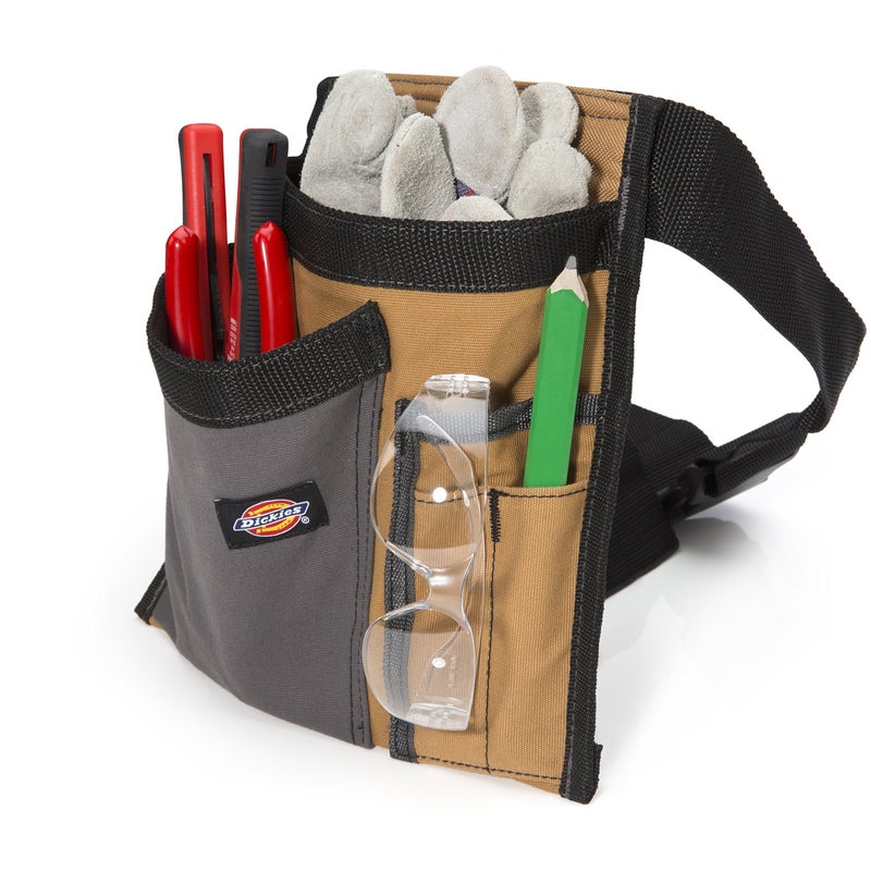 Dickies 5-Pocket Single Side Tool Belt Pouch/Work Apron for Carpenters and Builders, Durable Canvas Construction, Adjustable Belt for Custom Fit, Grey/Tan - Image 2