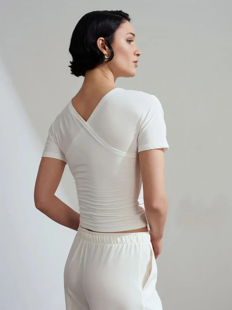ديلفين Dilvin Slim Fit V-Neck Jersey Blouse