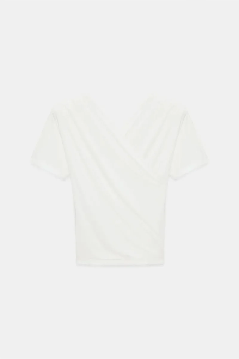 Dilvin White DILVIN Slim Fit V-Neck Jersey Blouse for Women | Best Price UAE