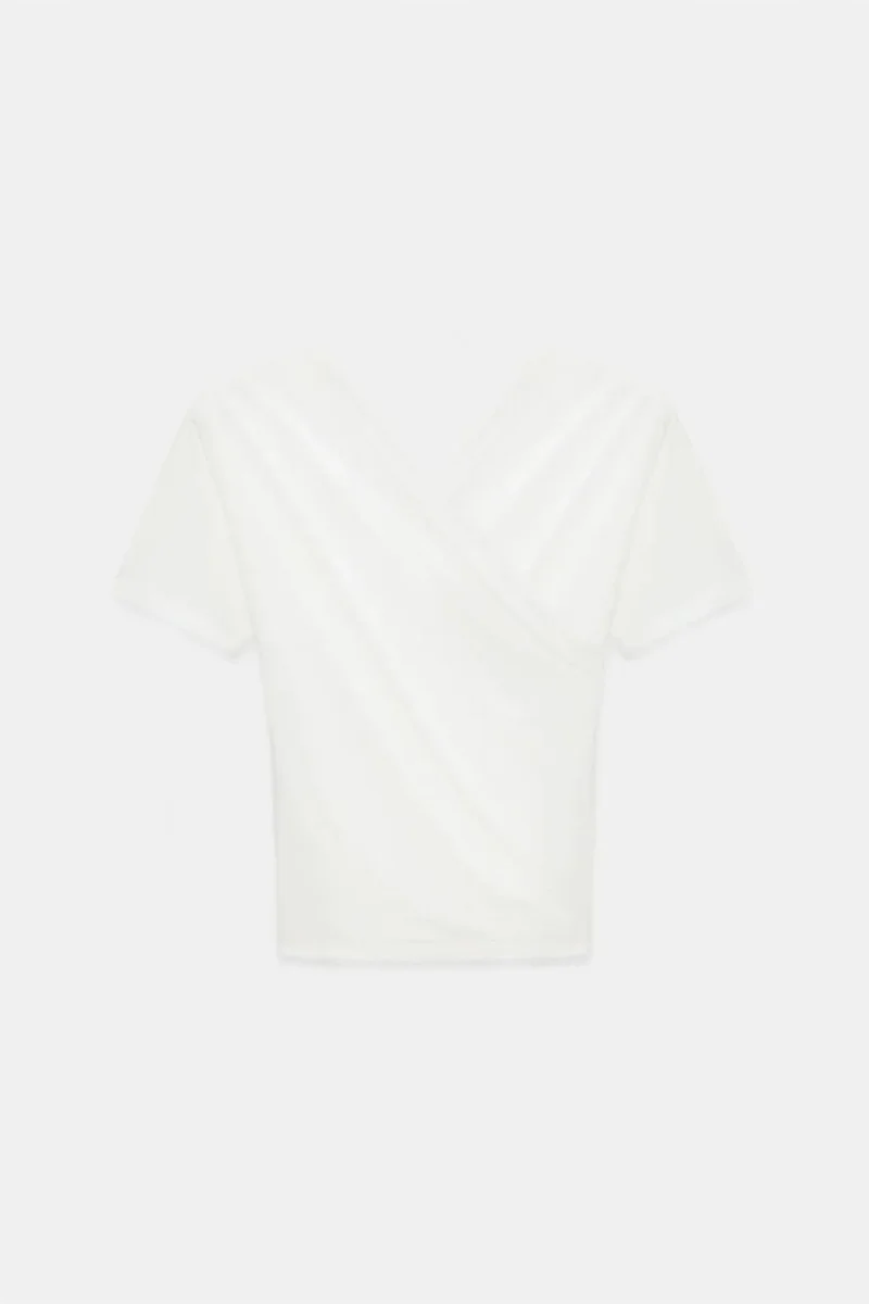 Dilvin White DILVIN Slim Fit V-Neck Jersey Blouse for Women | Best Price UAE