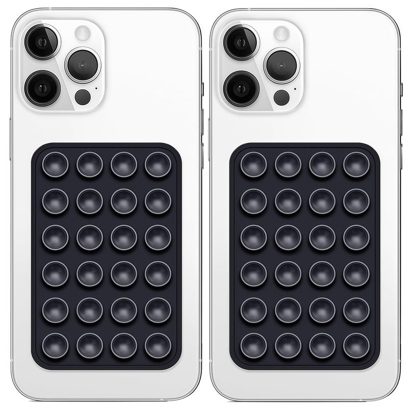 Galundge 2 Pack Silicone Suction Phone Case Mount, Non Slip Sticky Grip for Cellphone, Silicon Adhesive Suction Cup Mount, Strong Grip Holder for Selfies and Videos (Black) - Image 1