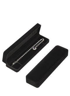 Long Velvet Jewelry Chain Necklace Gift Box Set, Bracelet Storage Case, Display for Wedding, Engagement, Proposal, Birthday and Anniversary 1 Piece (Black)
