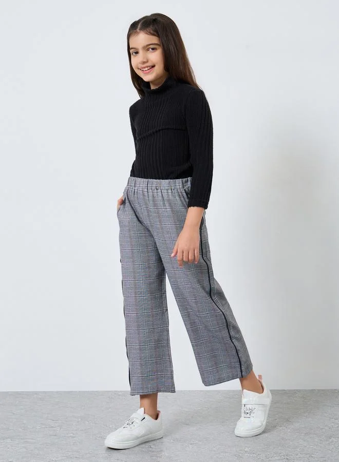 Styli Styli Checked Elastic Waist Pants