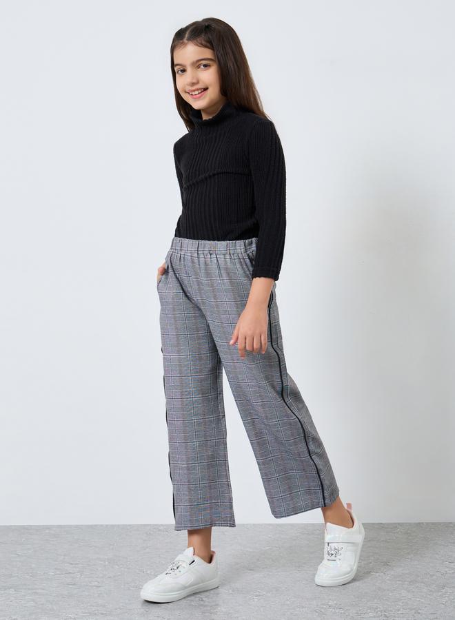 ستايلي بنطال بنقشة مربعات وخصر مطاطي - Image 2