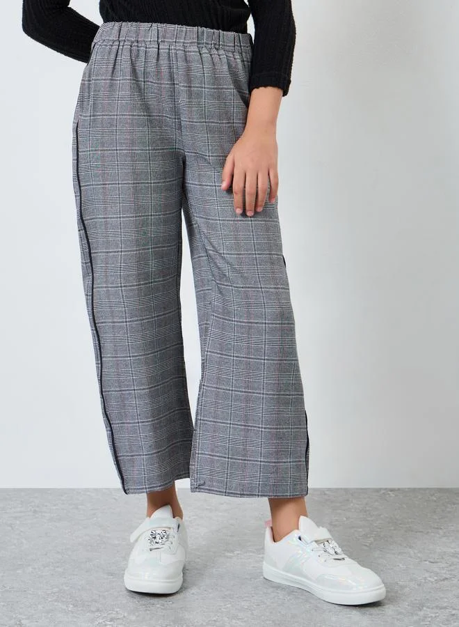 Styli Styli Checked Elastic Waist Pants