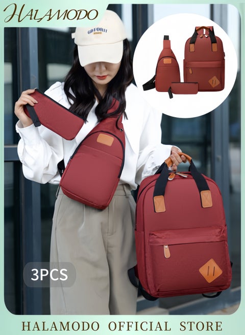 Backpack Set of 1pc Backpack & 1pc Chest Bag & 1pc Handbag Large Capacity Backpack with USB Charging Port Travel Backpack Water Resistant Laptop Backpack Casual Schoolbag