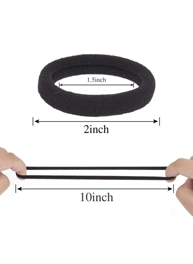XIMA 60pcs Nylon Elastic Hair Ties Hair Ties Bands Rope No Crease Elastic Fabric Large Stretch Ponytail Holders (60pcs-Black(HT007-20)) - Image 2