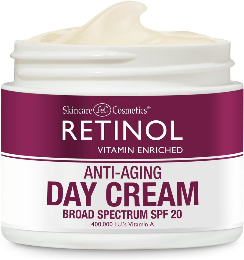 RETINOL كريم نهاري من ليدل كوزمتيكس يحتوي على الريتينول واسع الطيف SPF 20 يرطب ويقلل من مظهر الخطوط الدقيقة ويوفر الحماية من التعرض اليومي للشمس 17 أونصة