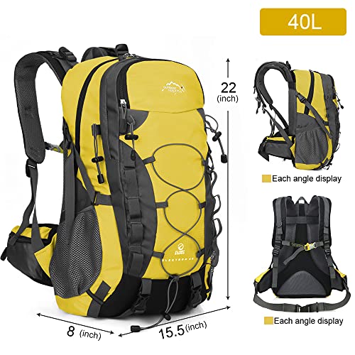 INOXTO lightweight Hiking Backpack 35L/40L Hiking Daypack with Waterproof Rain Cover for Travel Camping Outdoor Men and Women (40L Yellow) - Image 3