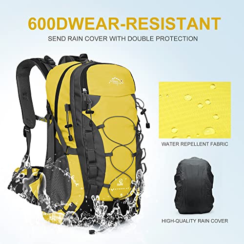 INOXTO lightweight Hiking Backpack 35L/40L Hiking Daypack with Waterproof Rain Cover for Travel Camping Outdoor Men and Women (40L Yellow) - Image 5