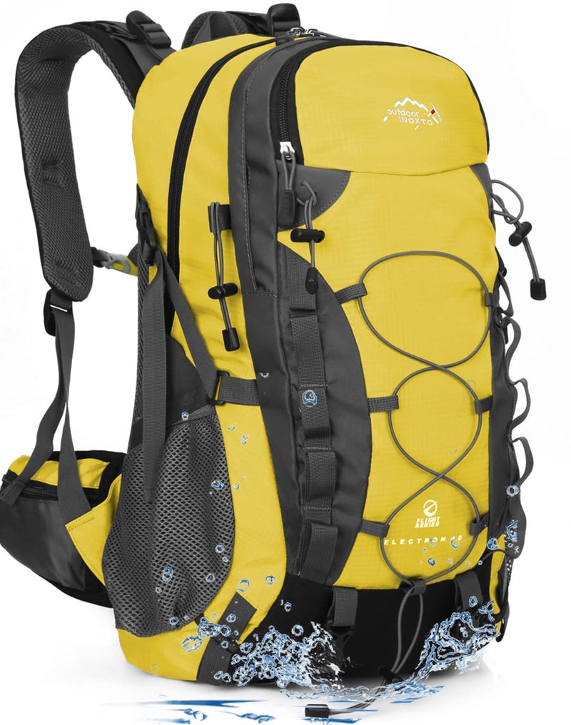 INOXTO lightweight Hiking Backpack 35L/40L Hiking Daypack with Waterproof Rain Cover for Travel Camping Outdoor Men and Women (40L Yellow) - Image 1