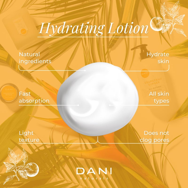 DANI Naturals Hand & Body Lotion - Grapefruit Ginger, Hydrating Lotion with Aloe Vera, Vitamin E & Shea Butter, Moisturizing for All Skin Types, Paraben-Free, 12 Oz - Image 4