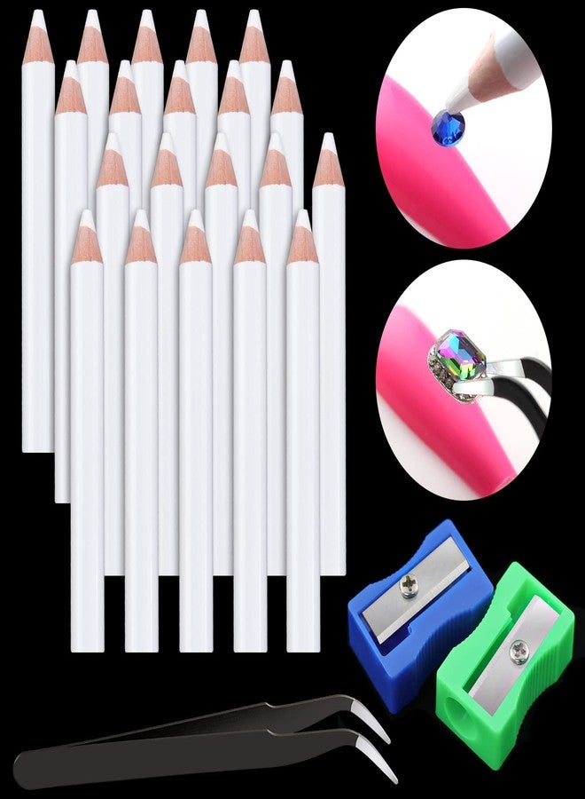 GA&EN Rhinestone Picker Pencil for Nail Art, Gem Crystal Pick up Tool for Rhinestones and Diamond Painting, 20Pcs 3.35-inch Pickup Pen Kit with Nail Dotting Tools, Sharpeners, Tweezers - Image 1
