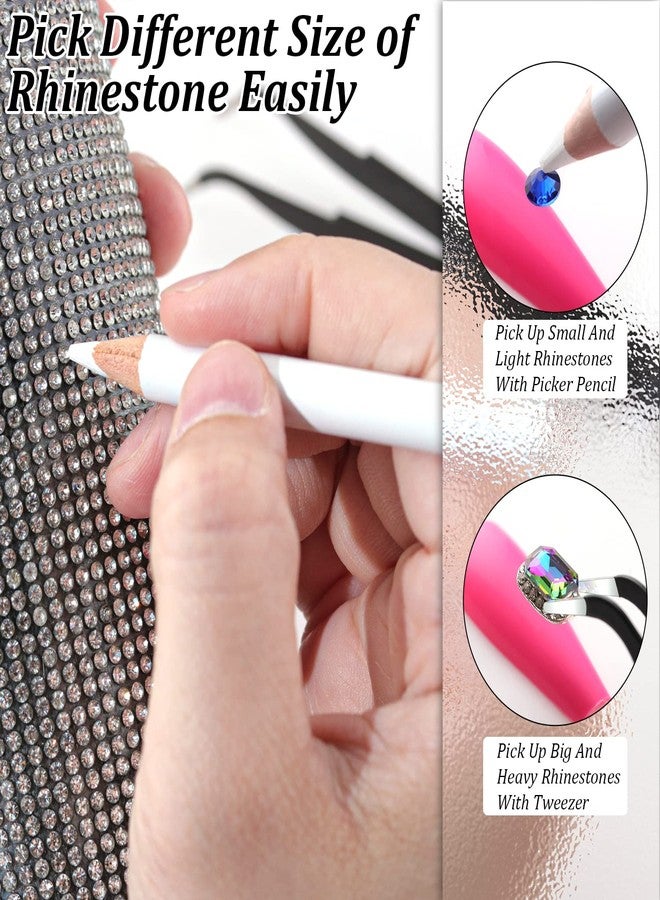 GA&EN Rhinestone Picker Pencil for Nail Art, Gem Crystal Pick up Tool for Rhinestones and Diamond Painting, 20Pcs 3.35-inch Pickup Pen Kit with Nail Dotting Tools, Sharpeners, Tweezers - Image 4