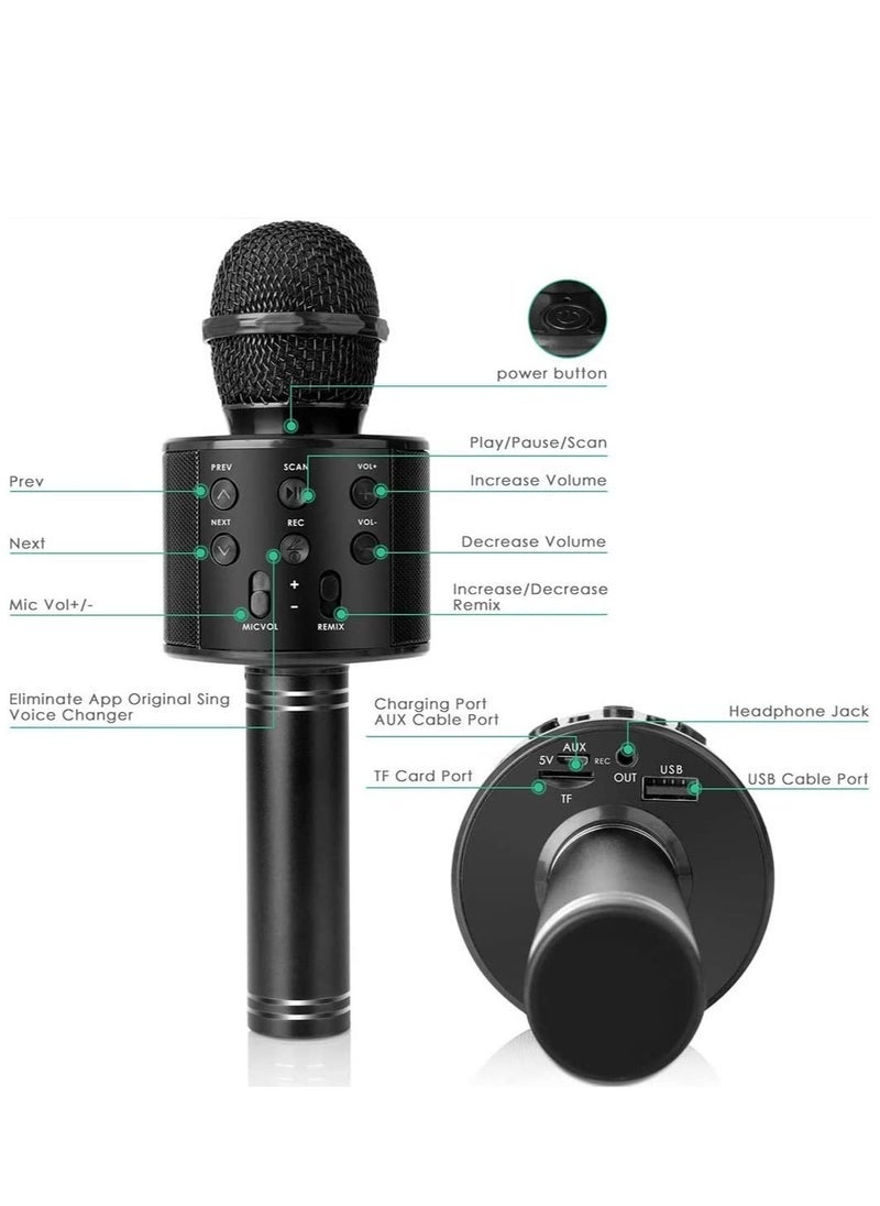 Gravity Bluetooth Microphone for kids Birthday Gift Toys for Age 3 4 5 6 7 8 9 10 Girls Boys Wireless Karaoke Mircrophone Little Kid Gifts Toy for Toddler Children (Black) - Image 3