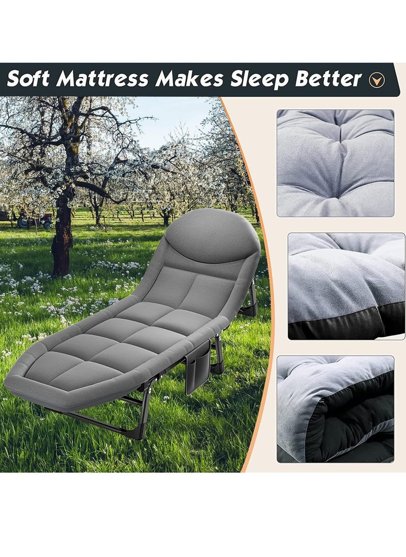 Folding Bed Single Office Noon Break Bed Accompanying Camp Bed Portable Napping American Style Three-Fold Multi-Gear Adjustable Warped Head