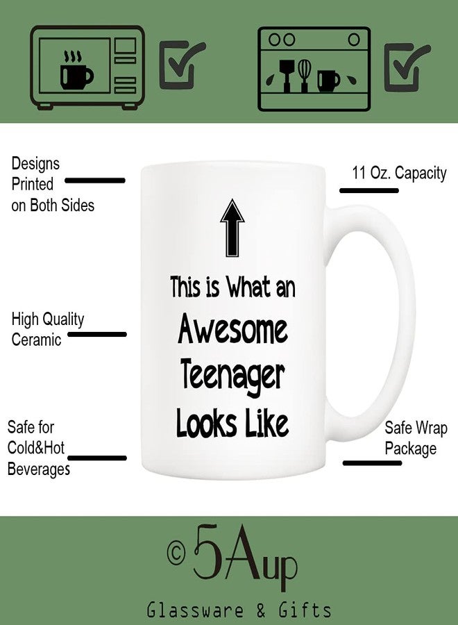 5Aup Christmas Gifts Funny Awesome Teenager Coffee Mug, This Is What an Awesome Teenager Looks Like, 11Oz Novelty Cups for Daughter Son Child, Unique Birthday Gifts from Dad Mom - Image 3