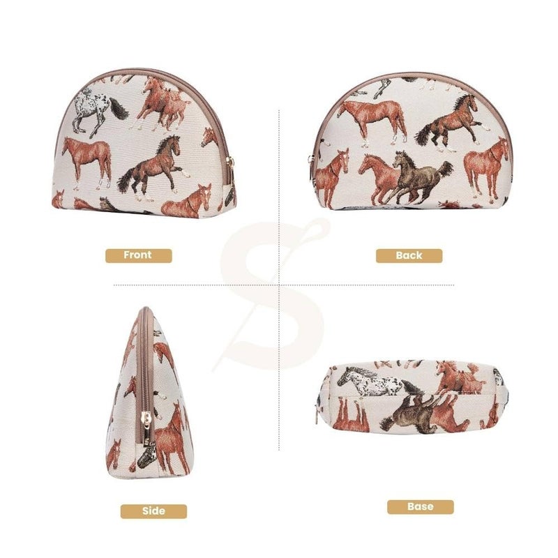 Signare Tapestry Cosmetic Bag Toiletry Makeup Bag for Women With Running Horse Design (COSM-RHOR) - Image 2