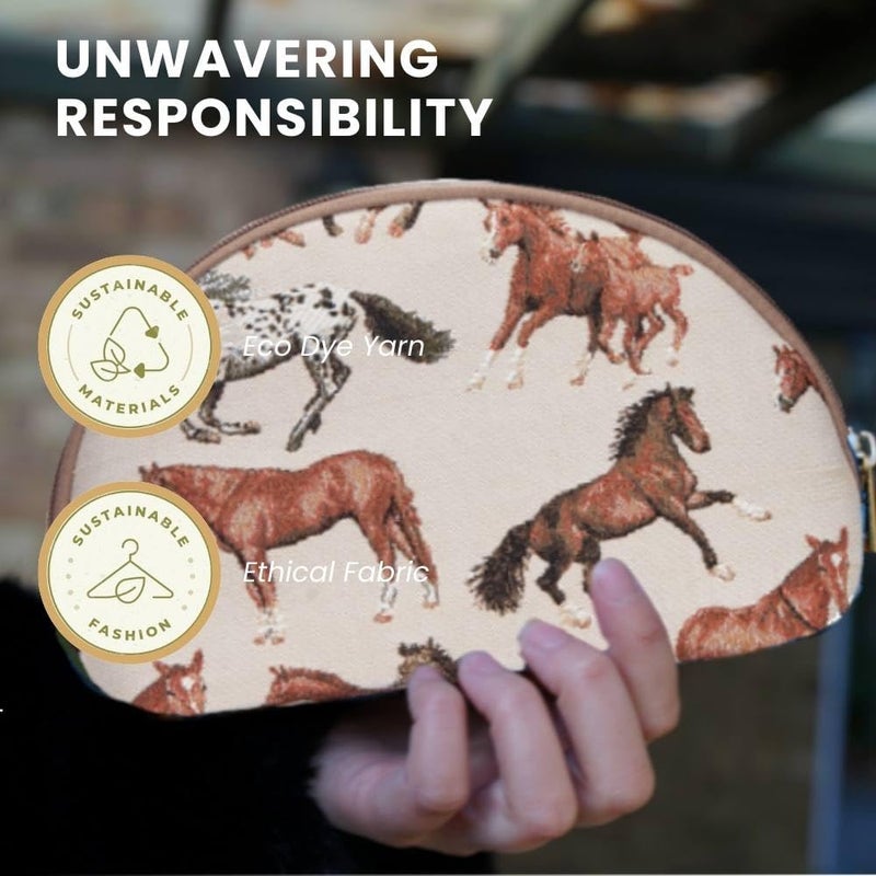 Signare Tapestry Cosmetic Bag Toiletry Makeup Bag for Women With Running Horse Design (COSM-RHOR) - Image 5