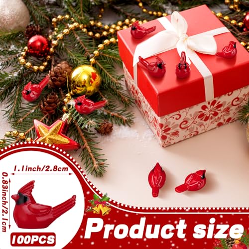 Cinnvoice 100 Pcs Mini Resin Red Cardinal Bird Figurines Tiny Cardinal Figurine Decor Small Miniature Ornaments Mini Birds to Hide for Spring Gift Garden Crafts Cake Topper Decoration - Image 3