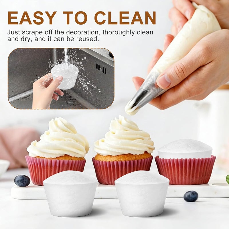 20Pcs Small Foam Cake Models for Practicing DIY Cupcakes, Lightweight Cake Decorating Dummies for Party Supplies and Crafting - Image 3