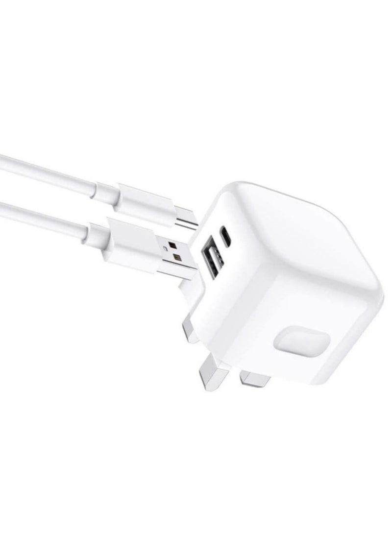 Generic - Galaxy A04 / A04s / A04 Core USB C Charger Plug 20W Dual Port USB C Fast Charger PD&QC 3.0 USB C Charging Plug Power Delivery Wall Adapter For Samsung Galaxy A04 / A04S / A04 Core (WHITE) - Image 1