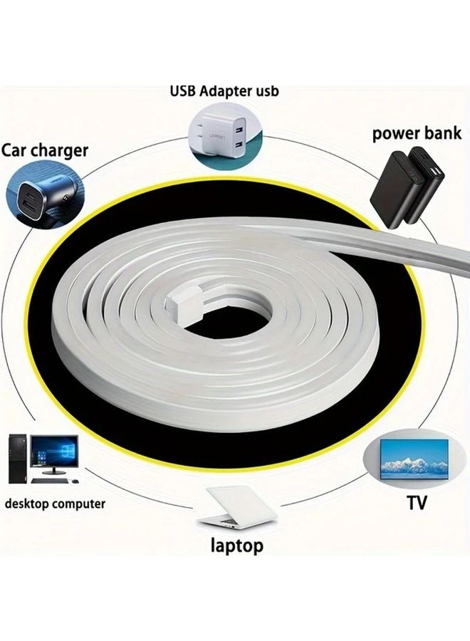 شريط إضاءة LED أبيض قابل للتحكم باللمس عبر USB، قابل للتعتيم، بطول قابل للتعديل، للاستخدام الداخلي والخارجي - Image 2