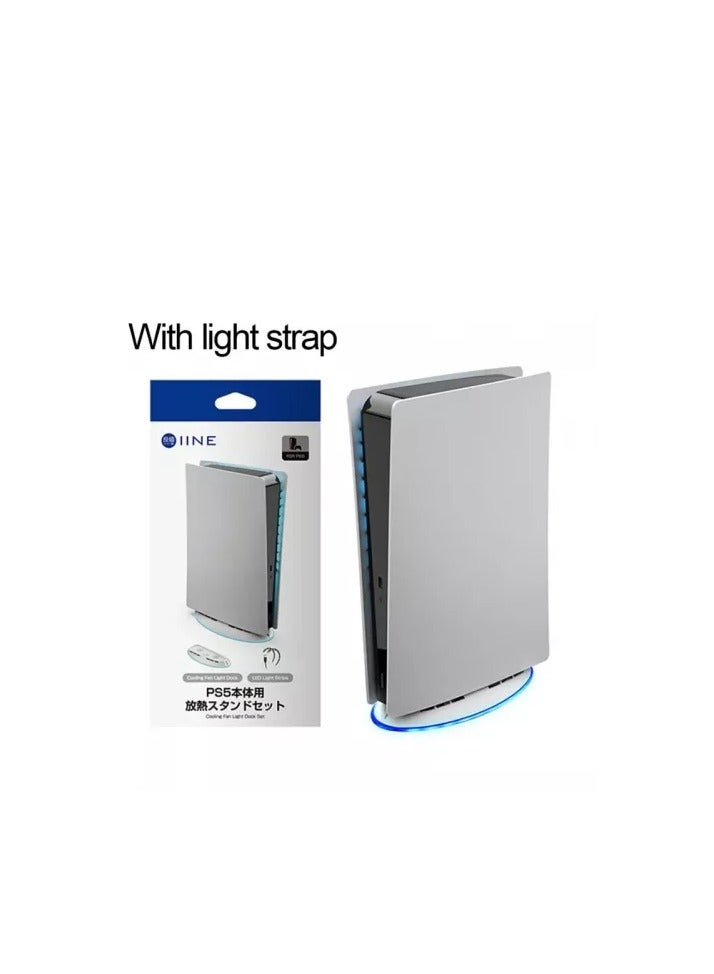Adjustable Game Console Cooler Accessories LED Light Vertical Stand Cooling Fan Heat Dissipation Radiator Base For PS5 With Light Strap
