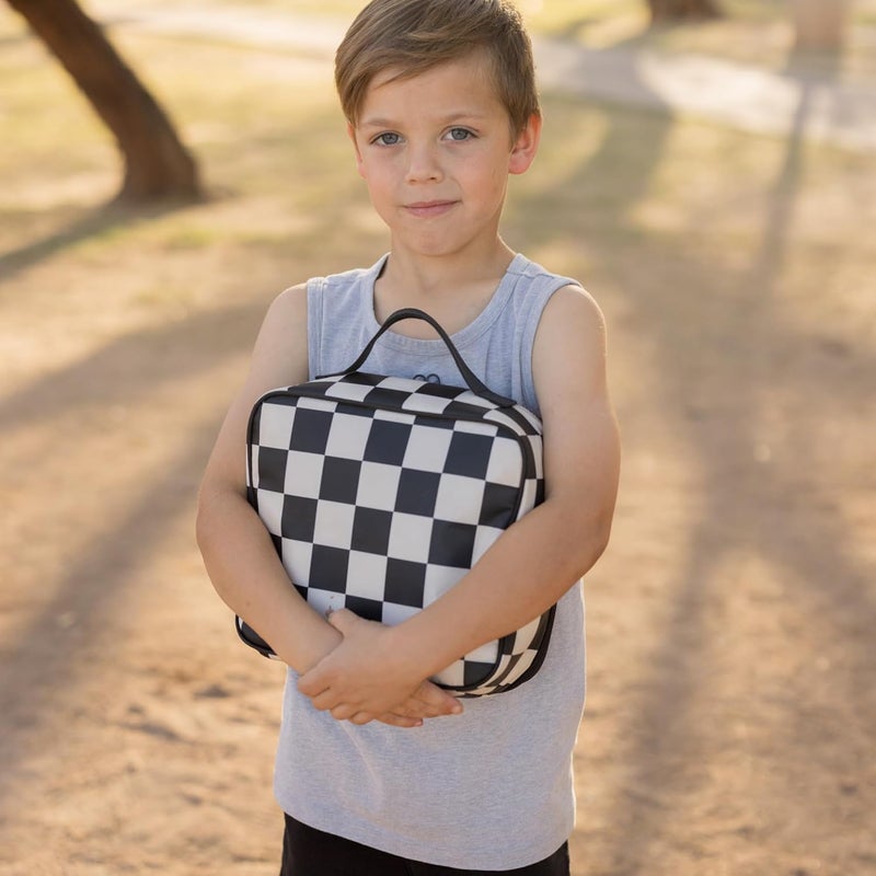Tiny Twinkle Insulated Lunch Box for Girls and Boys | Durable and Reusable for School & Travel | Ages 3 and Up | Waterproof and Easy to Clean | PFAs and BPA Free（Black Checkers） - Image 5