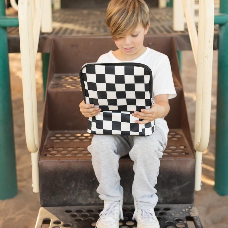 Tiny Twinkle Insulated Lunch Box for Girls and Boys | Durable and Reusable for School & Travel | Ages 3 and Up | Waterproof and Easy to Clean | PFAs and BPA Free（Black Checkers） - Image 2