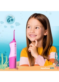 Aquasonic AquaSonic Kids' Water Flosser for Ages 6+ | Standard Nozzle, Orthodontic Nozzle & Waterproof Stickers | 4 Flossing Modes | Aquarium Adventures Theme (Pink)  - Image 5
