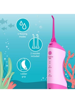 Aquasonic AquaSonic Kids' Water Flosser for Ages 6+ | Standard Nozzle, Orthodontic Nozzle & Waterproof Stickers | 4 Flossing Modes | Aquarium Adventures Theme (Pink)  - Image 2