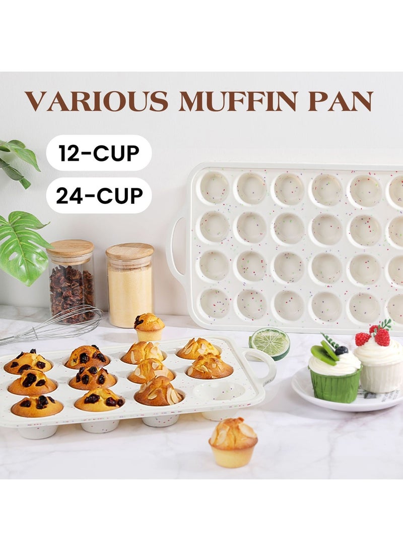 لوبيتيز 24Cup غير اللاصق كعكة وعاء مجموعة السيليكون كعكة وعاء للخبز قالب كعكة السيليكون مع إطار معدني معزز BPA مجانا - Image 2