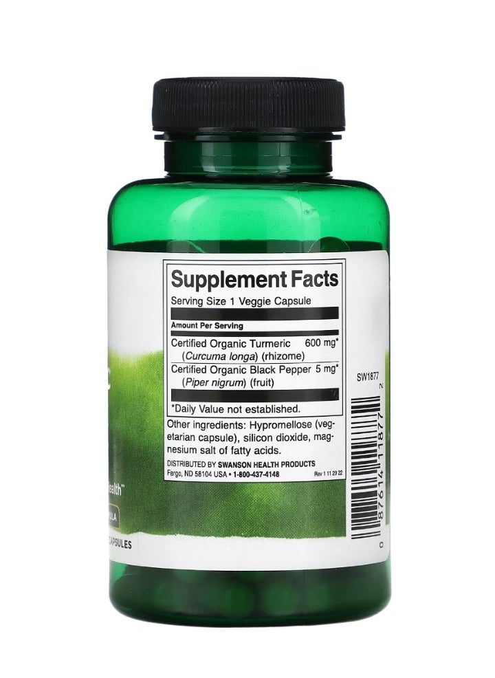 SWANSON Turmeric & Black Pepper 90 Veggie Capsule  - Image 2
