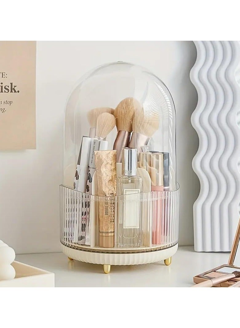 QSHOP Makeup Brush Holder Organizer with Cover by QShop®️ Modern Newest Design 2025, Luxury Transparent 360 Degree Rotating Dustproof Organizer, Cosmetic Organizer for Dressing Table, Desktop and Bathroom - Image 2