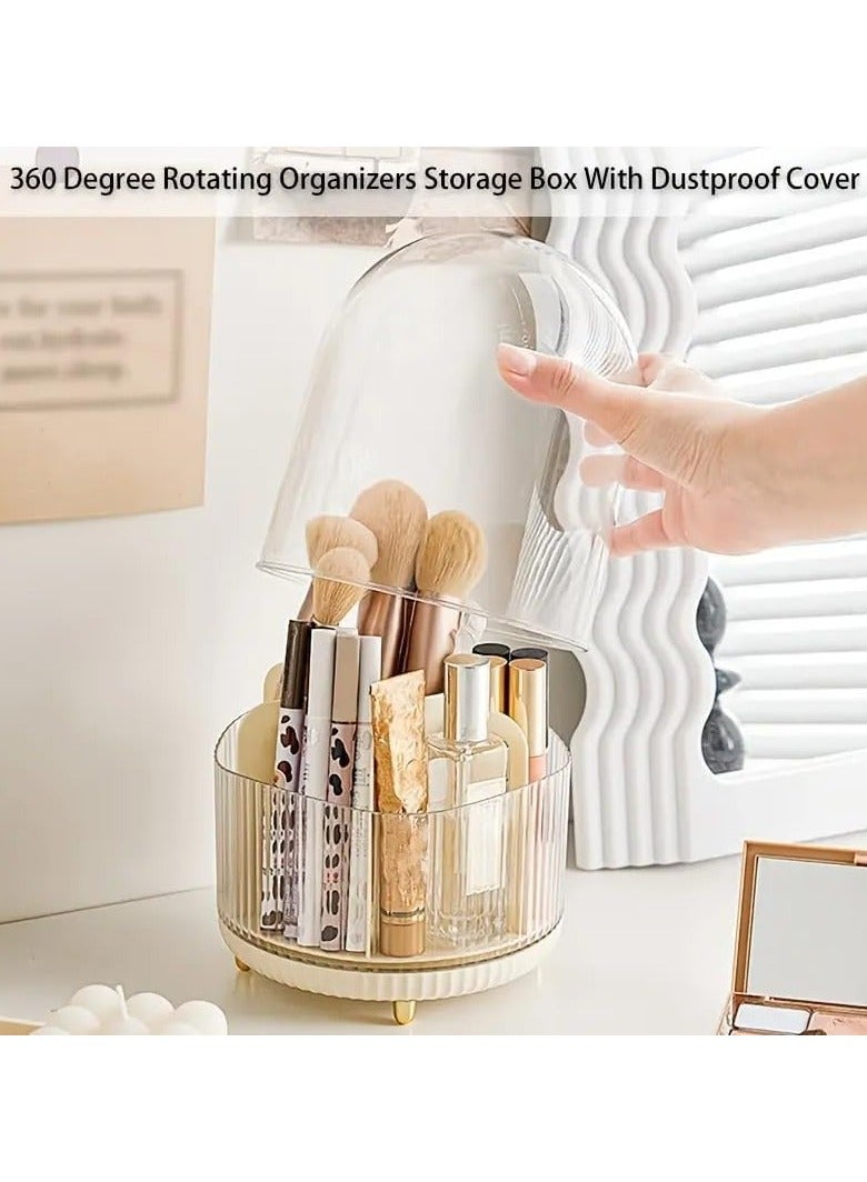 QSHOP Makeup Brush Holder Organizer with Cover by QShop®️ Modern Newest Design 2025, Luxury Transparent 360 Degree Rotating Dustproof Organizer, Cosmetic Organizer for Dressing Table, Desktop and Bathroom - Image 3