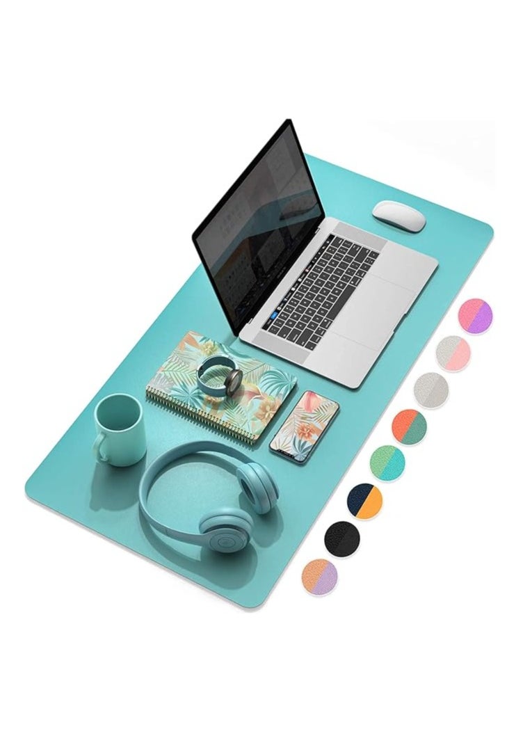 Cool Baby COOL BABYMultifunctional desk pad, ultra-thin waterproof PU leather mouse pad, office/home dual-use desk writing pad (90 * 45 CM，Blue + Green)  - Image 1