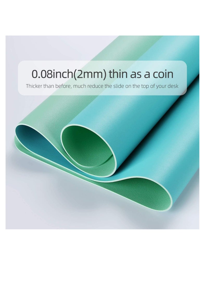 Cool Baby COOL BABYMultifunctional desk pad, ultra-thin waterproof PU leather mouse pad, office/home dual-use desk writing pad (90 * 45 CM，Blue + Green)  - Image 2