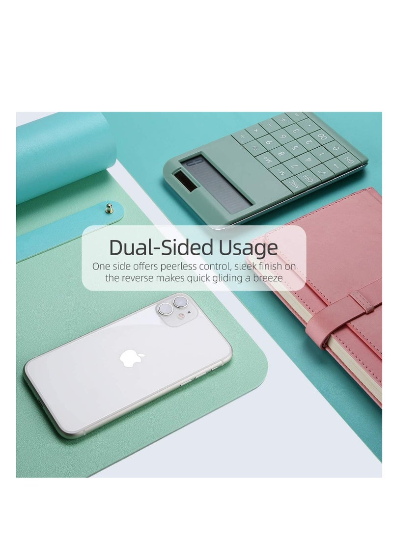 Cool Baby COOL BABYMultifunctional desk pad, ultra-thin waterproof PU leather mouse pad, office/home dual-use desk writing pad (90 * 45 CM，Blue + Green)  - Image 3
