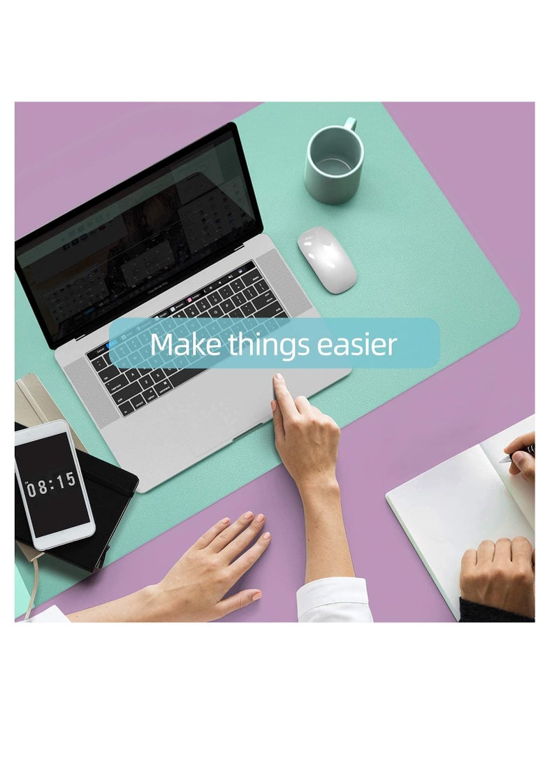 Cool Baby COOL BABYMultifunctional desk pad, ultra-thin waterproof PU leather mouse pad, office/home dual-use desk writing pad (90 * 45 CM，Blue + Green)  - Image 5