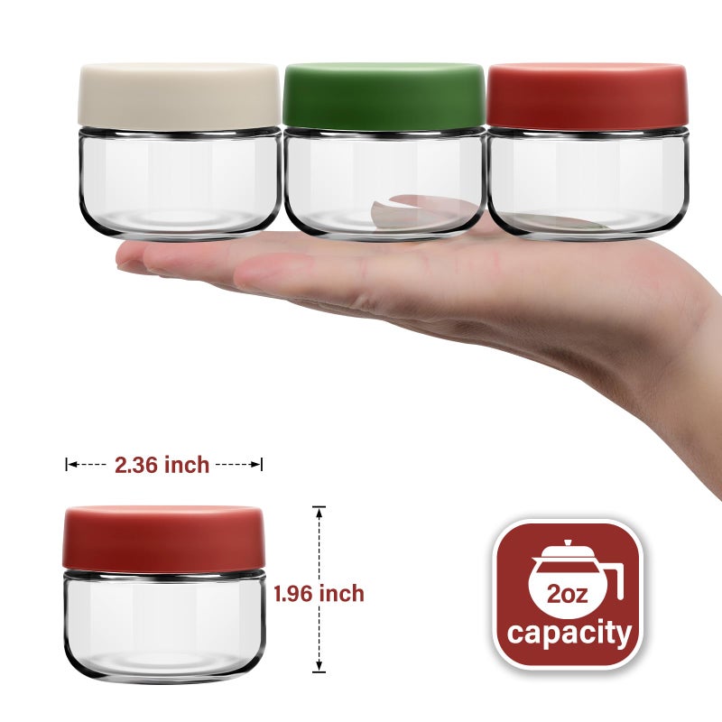 EONJOE 2 oz Glass Jars with Lids Dressing Containers Sauce Cups Mini Condiment Dip Jars To Go Lunch Accessories 12-Pack - Image 2