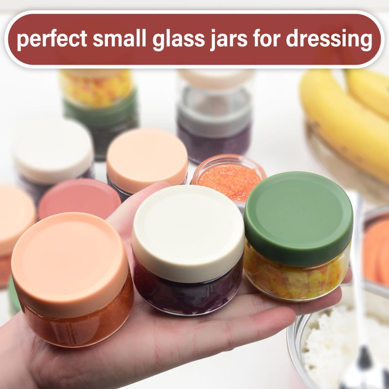 EONJOE 2 oz Glass Jars with Lids Dressing Containers Sauce Cups Mini Condiment Dip Jars To Go Lunch Accessories 12-Pack - Image 5