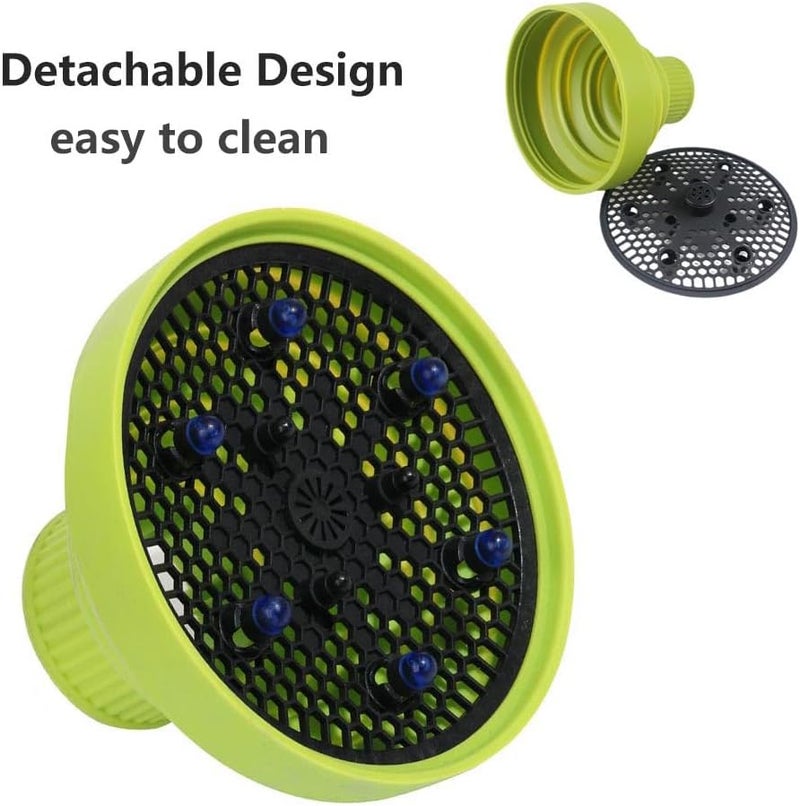 KUAZIVI Universal Collapsible Hair Dryer Diffuser Travel and Easy Storage Diffuser Fit Most of Hair Dryer (Green) - Image 3