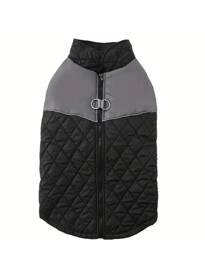 سترة شتوية دافئة ومريحة للكلاب السوداء والرمادية بحجم 4XL الكبير للكلاب المتوسطة والكبيرة - Image 1