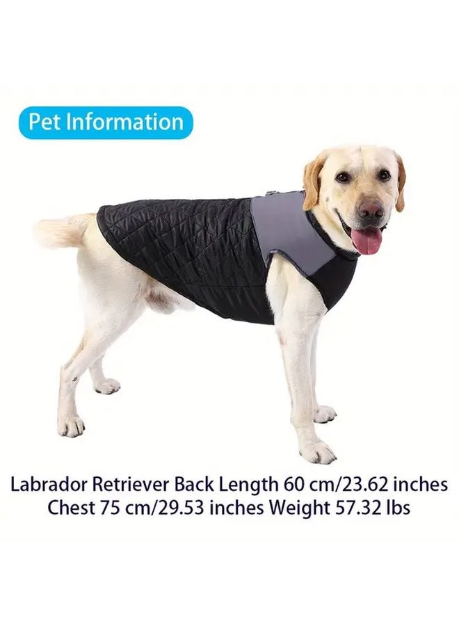 سترة شتوية دافئة ومريحة للكلاب السوداء والرمادية بحجم 4XL الكبير للكلاب المتوسطة والكبيرة - Image 4