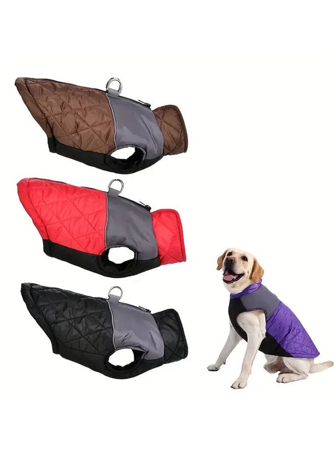 سترة شتوية دافئة ومريحة للكلاب السوداء والرمادية بحجم 4XL الكبير للكلاب المتوسطة والكبيرة - Image 2