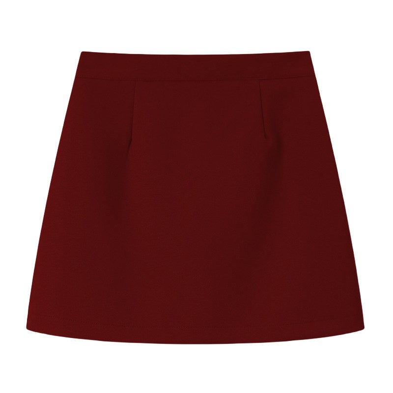 Large-sized black suit midi skirt for women's 2026 spring mid-length A-line skirt covering the belly, high waist slimming, hip-hugging short skirt - Image 3