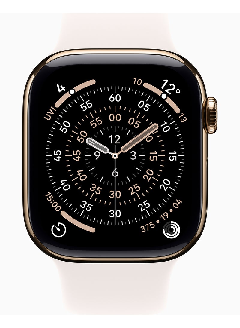 Apple Watch Series 11 GPS + Cellular 42mm (Middle East Version) Gold Titanium Case With Light Blush Sport Band - S/M - Image 2